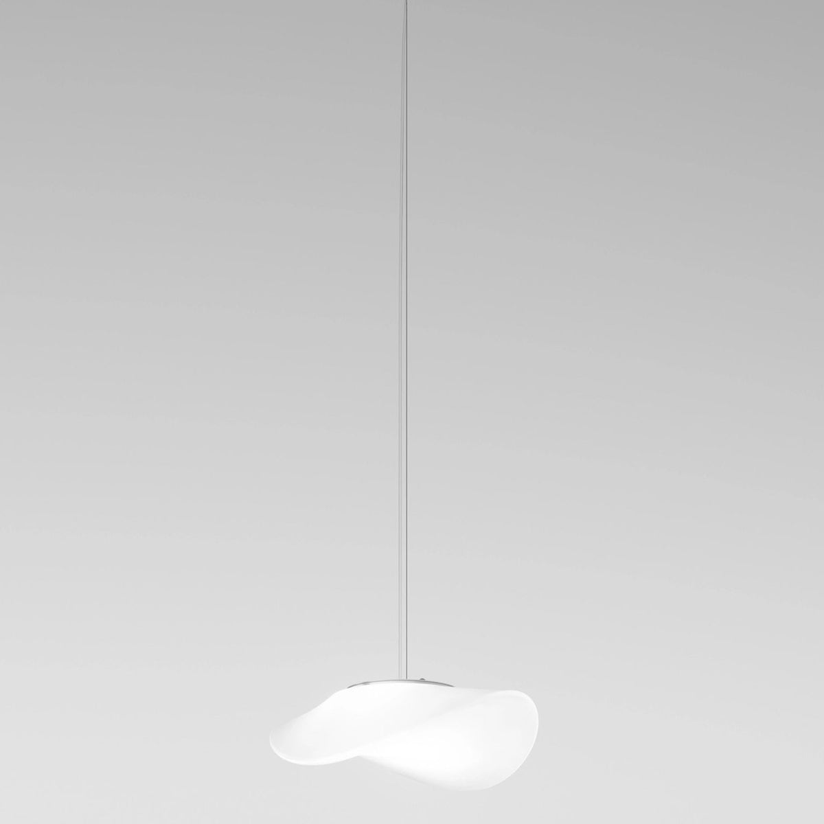 Balance Suspension White Glossy Glass Frame With Nickel Pendant Finish
