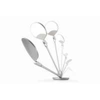 Splitty LED Desk Lamp in silver showing flexibility of the head, koncept lighting