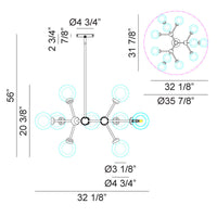 Solaris 15 x 10W LED Ceiling Light Chandelier