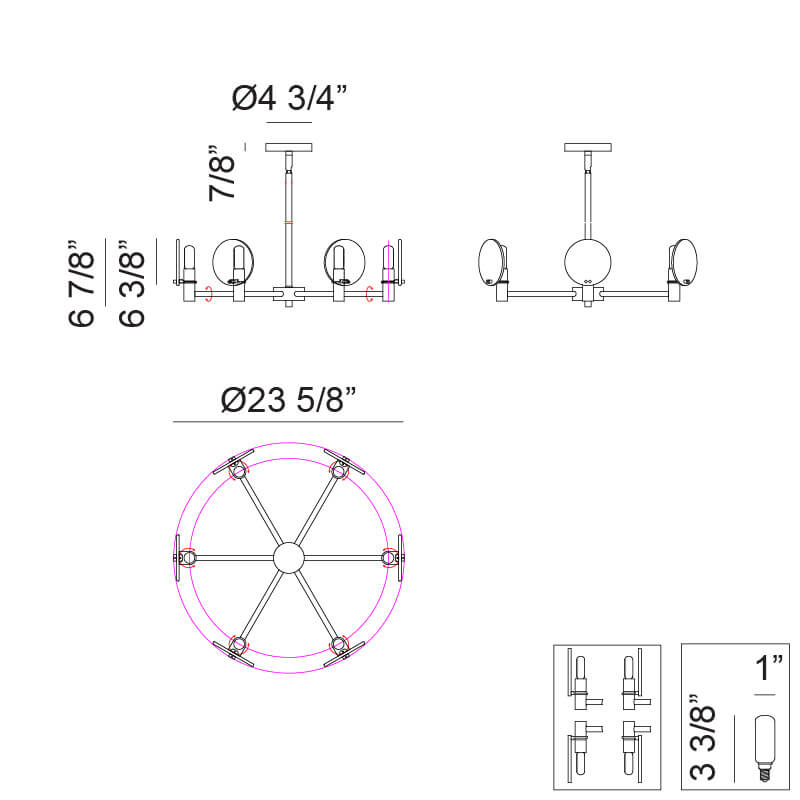Cloudburst Ø23" Diameter Ceiling Light Chandelier