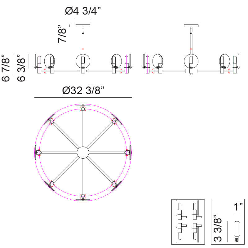 Cloudburst Ø32" Diameter Ceiling Light Chandelier