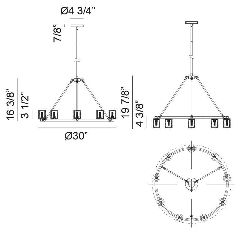 Indy 9 x 10W LED Ceiling Light Chandelier