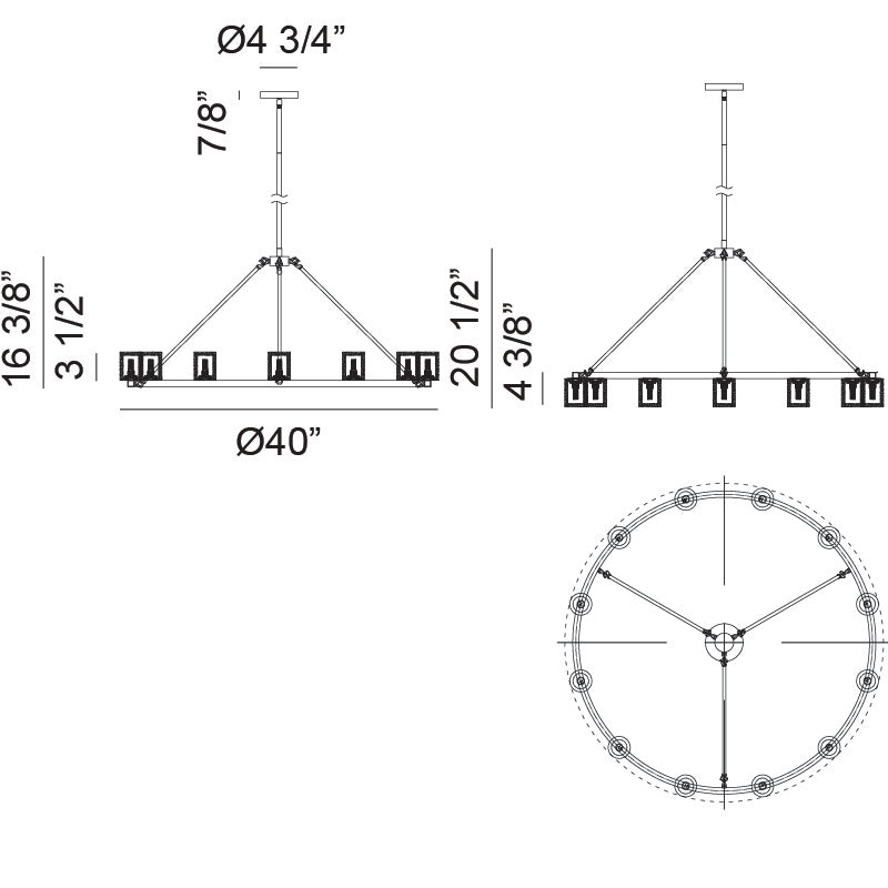 Indy 12 x 10W LED Ceiling Light Chandelier