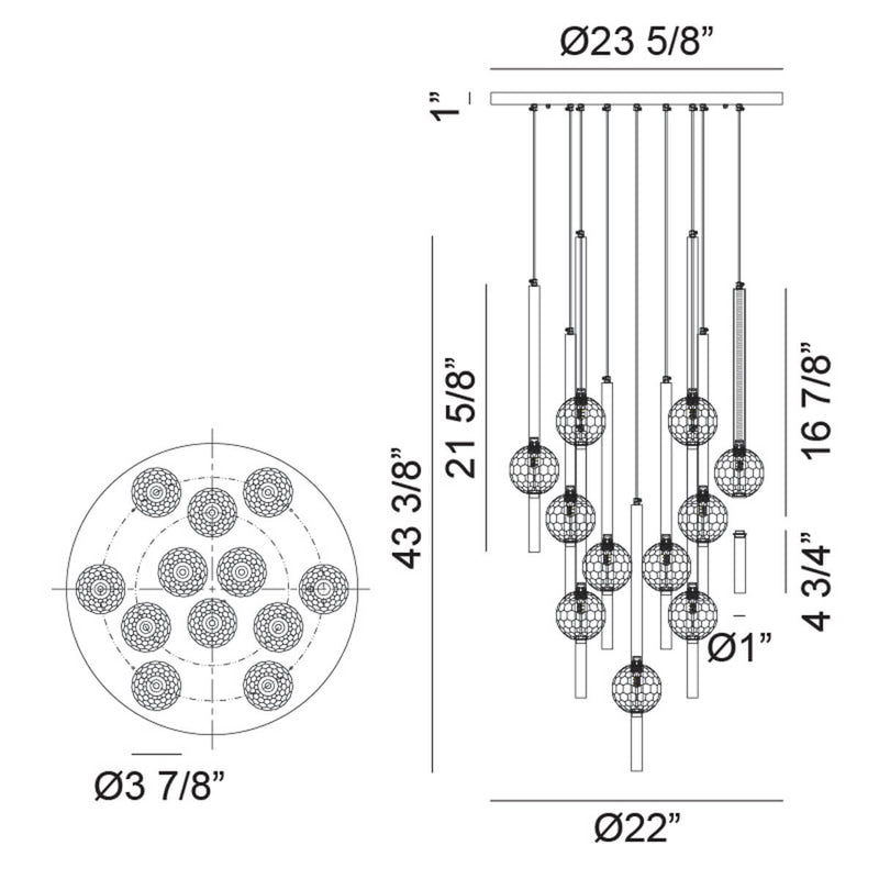 Windchimer 43 3/8"H Ceiling Light Chandelier