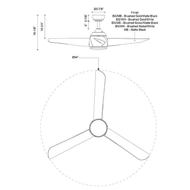 Thalia D54" X H16-1/8" Downrod Fans