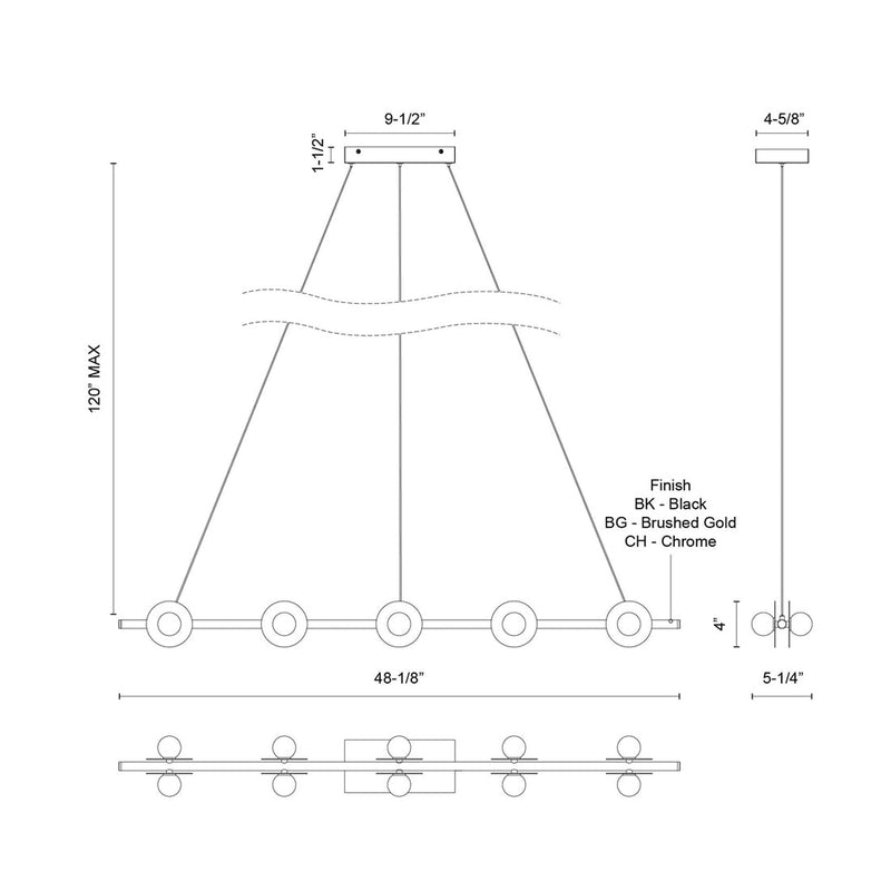 Elixir 48-in Universal Voltage Linear Pendant