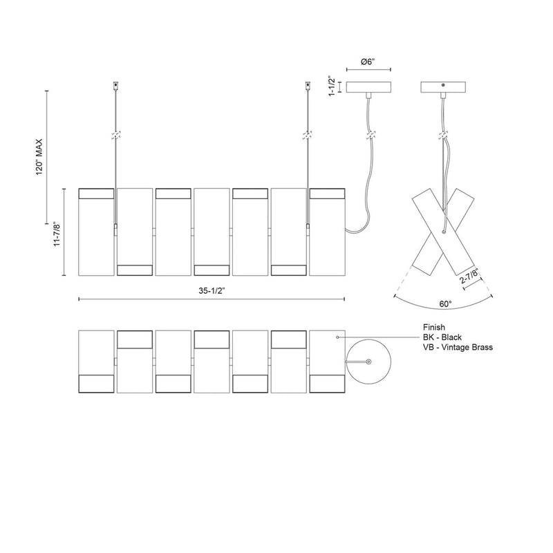 Domino 35-in Universal Voltage Linear Pendant