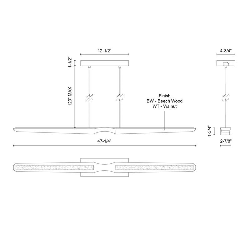 Dakota 42-in Universal Voltage Linear Pendant