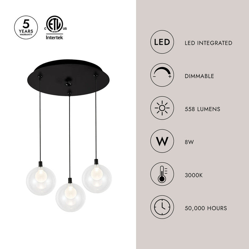 Bolla 6-in 3 Head Multi Pendant