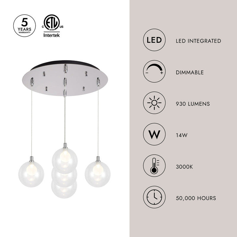 Bolla 6-in 5 Head Multi Pendant