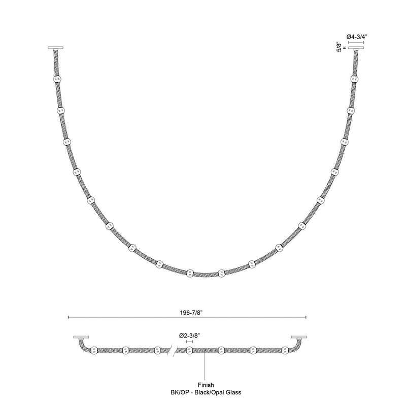 Corda 17-ft Black Opal Glass 76W Pendant