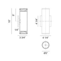 Tubular 10"H Outdoor Lighting