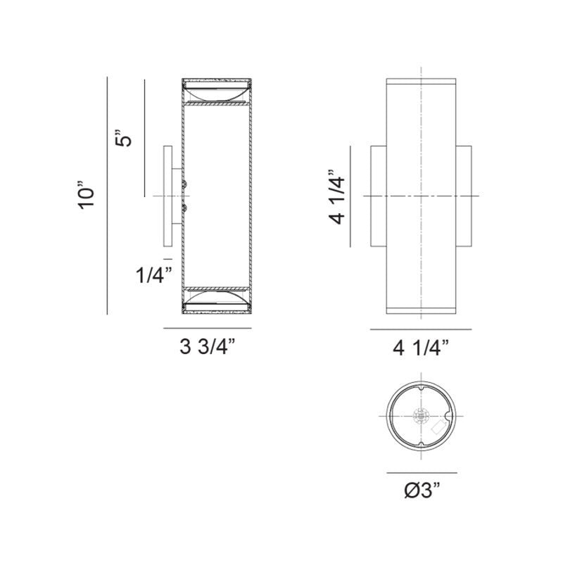 Tubular 10"H Outdoor Lighting