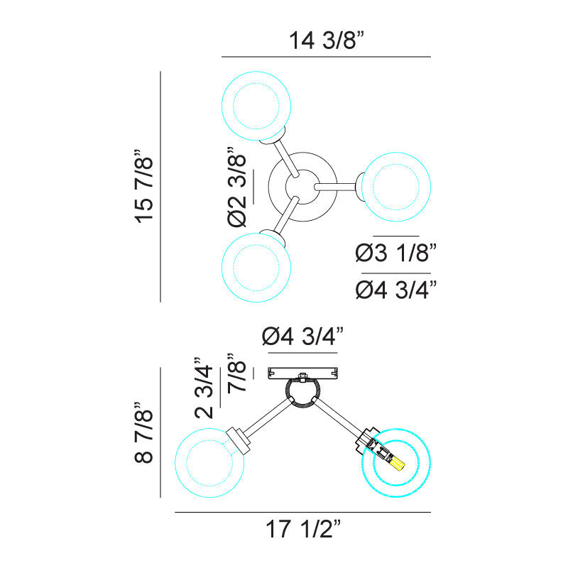 Solaris 8 7/8"H Ceiling Light Flush Mount