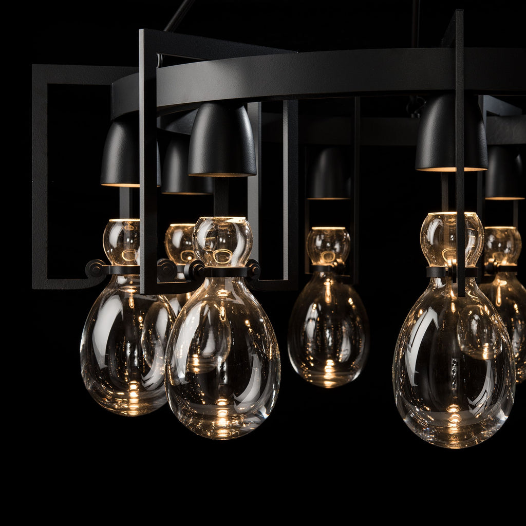 Glass shade details of Apothecary Circular chandelier from hubbardton forge