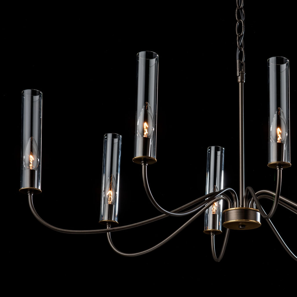 Details of Grace 8 arm chandelier in dark smoke from synchronicity from hubbardton forge