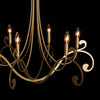 details of Bella 6 arm chandelier in gold by Synchronicity, Hubbardton Forge
