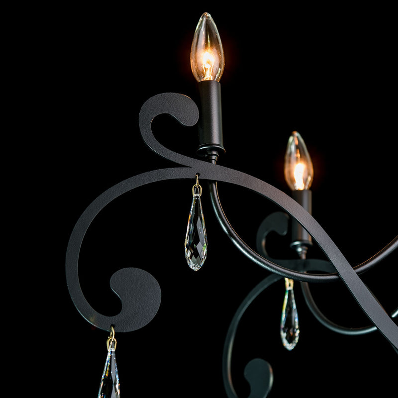 Swarovski crystal and lamping details of Stella 6 arm chandelier from Synchronicity