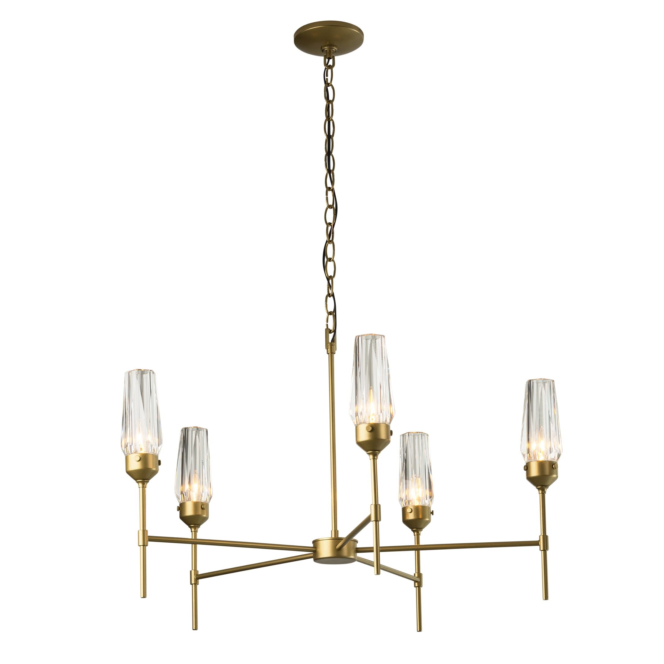 Luma 5 Arm Chandelier in gold finish from Synchronicity by Hubbardton Forge