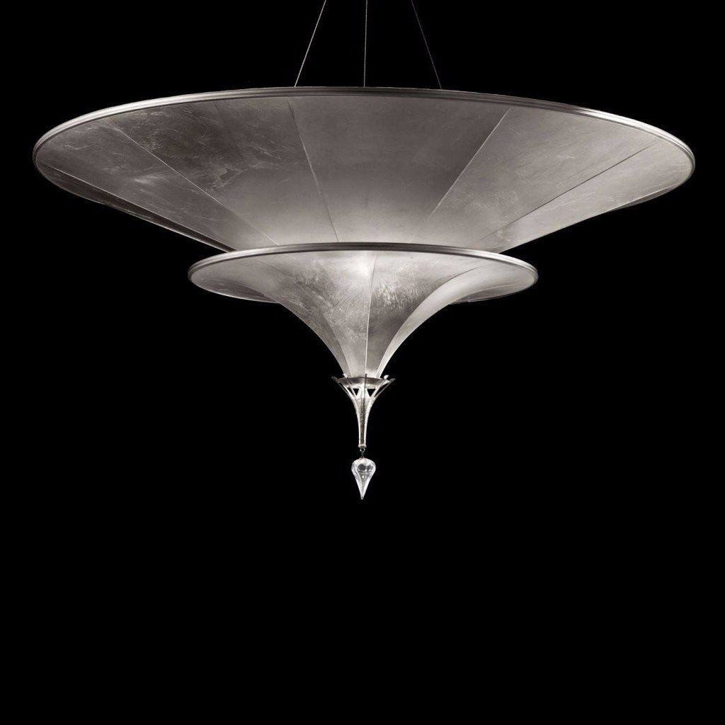 Icaro 2 Tier semi flush, silver leaf, venetia studium, fortuny lighting