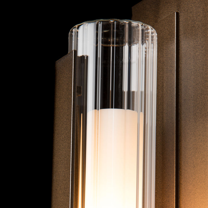Vertical Bar Fluted Glass Small Outdoor Sconce