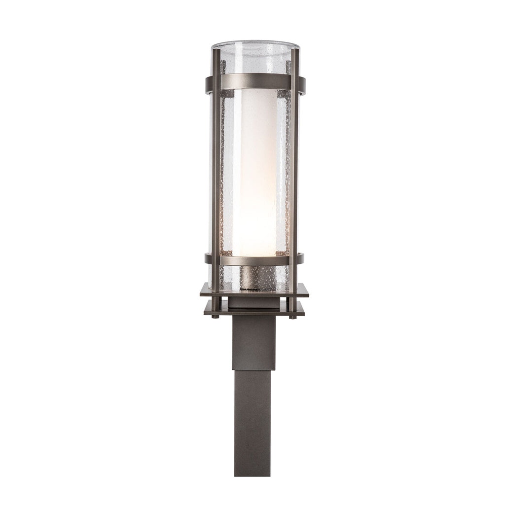 Banded Seeded Glass Outdoor Post Light