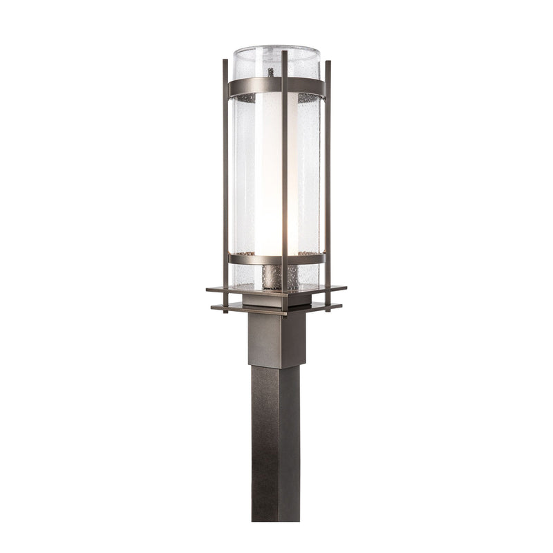 Banded Seeded Glass Outdoor Post Light