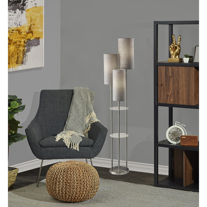 Trio Shelf Floor Lamp- Grey