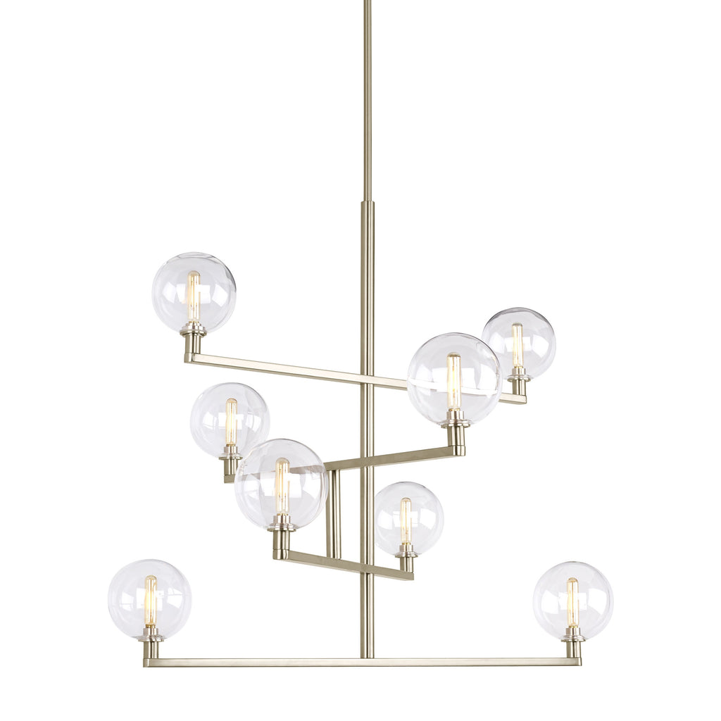 Gambit Chandelier in Satin Nickel with clear globes from tech lighting