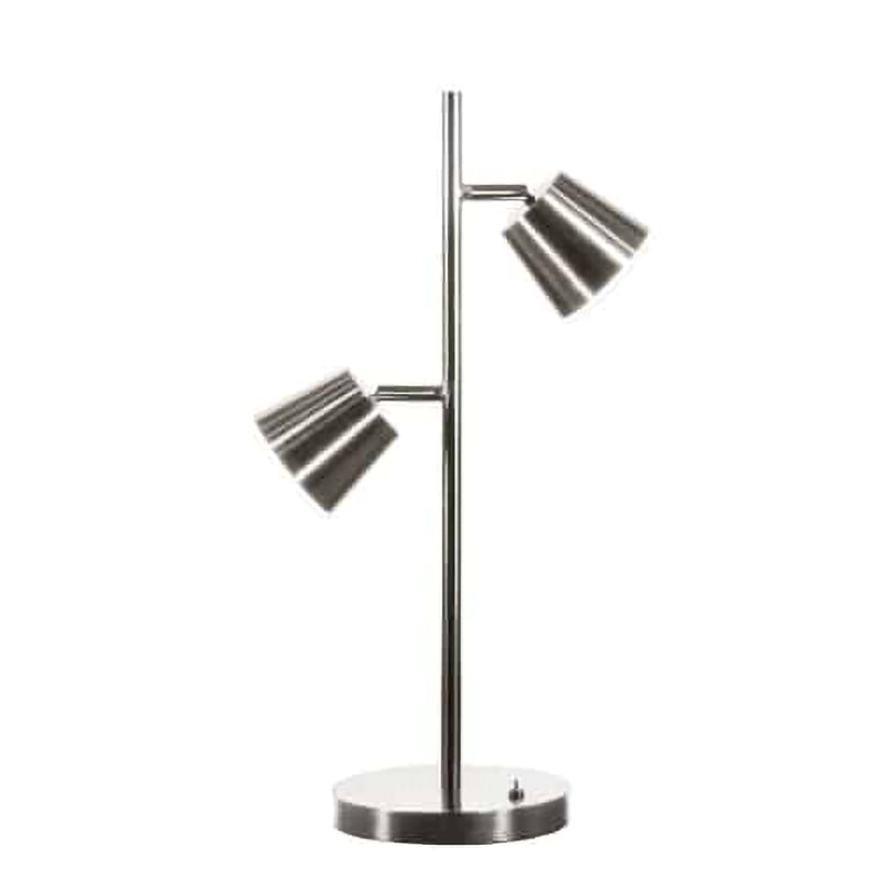 Modern 2 Light Satin Chrome Finish Table Lamp