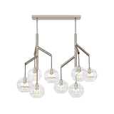 sedona double chandelier with clear glass in satin nickel from tech lighting