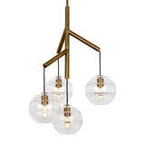sedona single chandelier in aged brass with clear glass globes from tech lighting