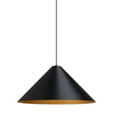 Konos conical shaped pendant in black and satin gold finish from tech lighting
