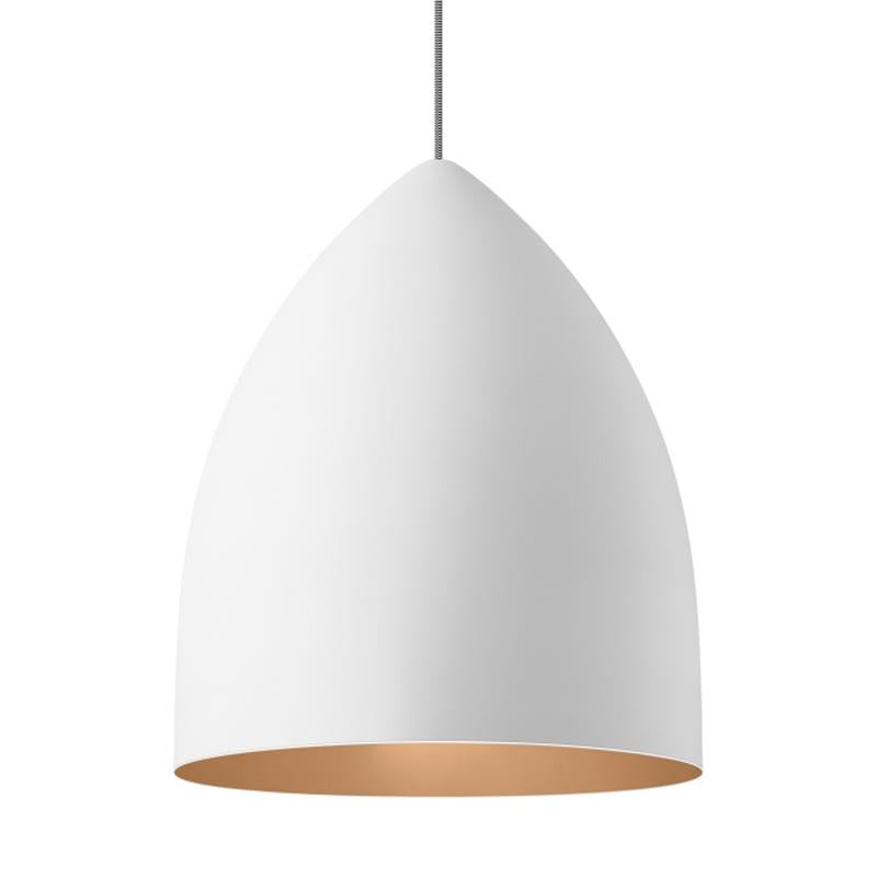 signal grande pendant in white with copper interior by tech lighting