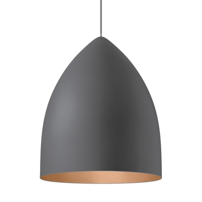 signal grande pendant in gray with copper interior by tech lighting