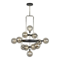 viaggio chandelier with smoke glass globes and polished nickel and black accents, tech lighting