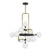 Viaggio Chandelier, Opal glass globes with Brass and Black accents, from tech lighting