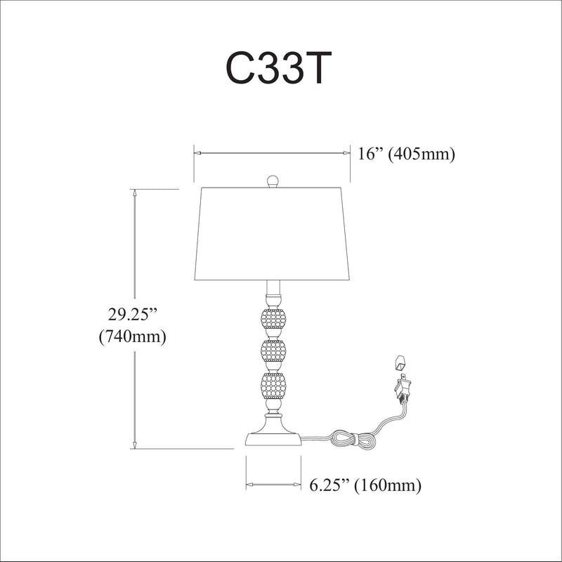 1LT Table Lamp Cut Crystal Ball