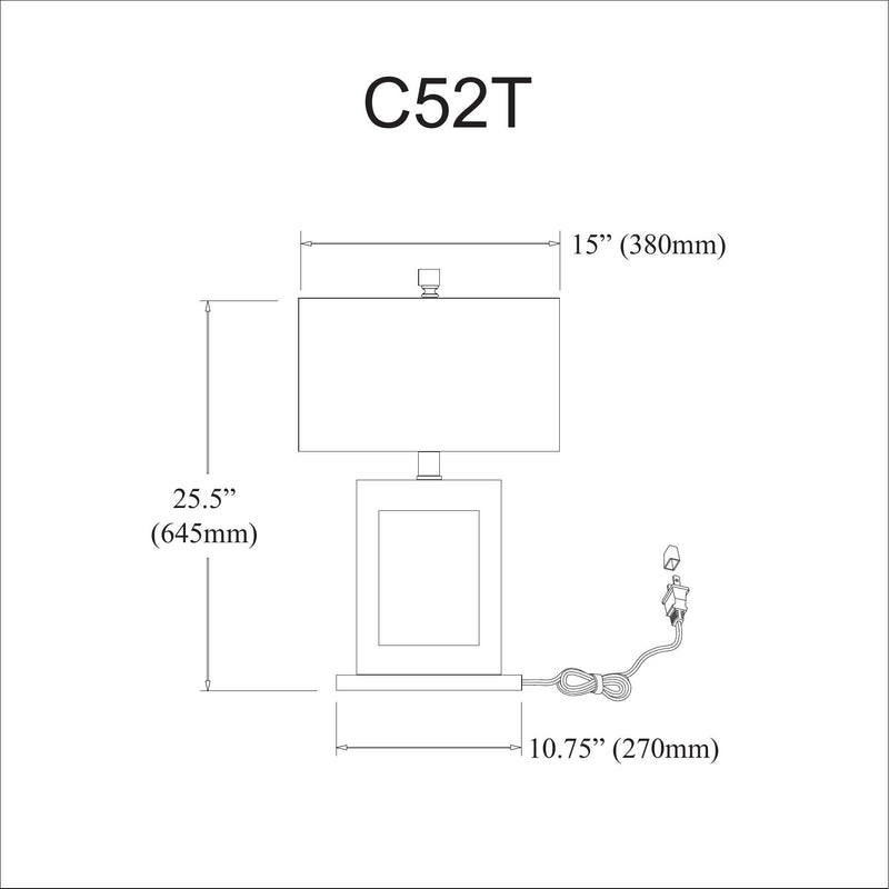 1LT Table Lamp Rect Crystal