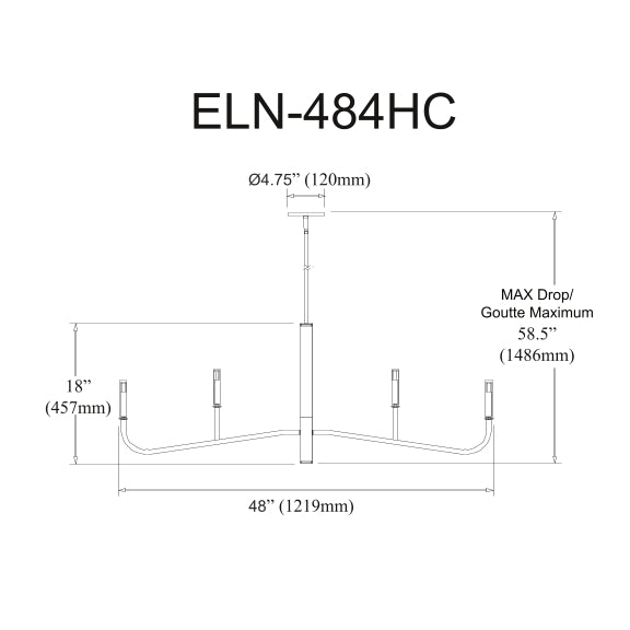 Eleano 4 Light Incandescent Horiz Chandelier