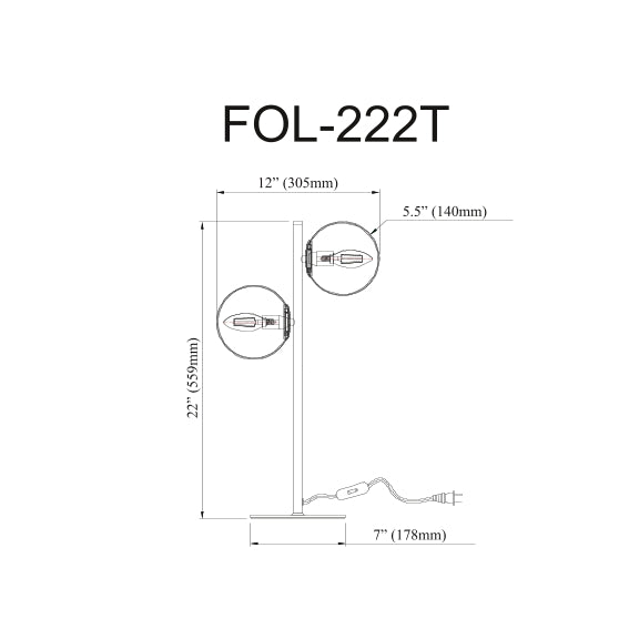 Folgar 2 Light Incandescent Table Lamp