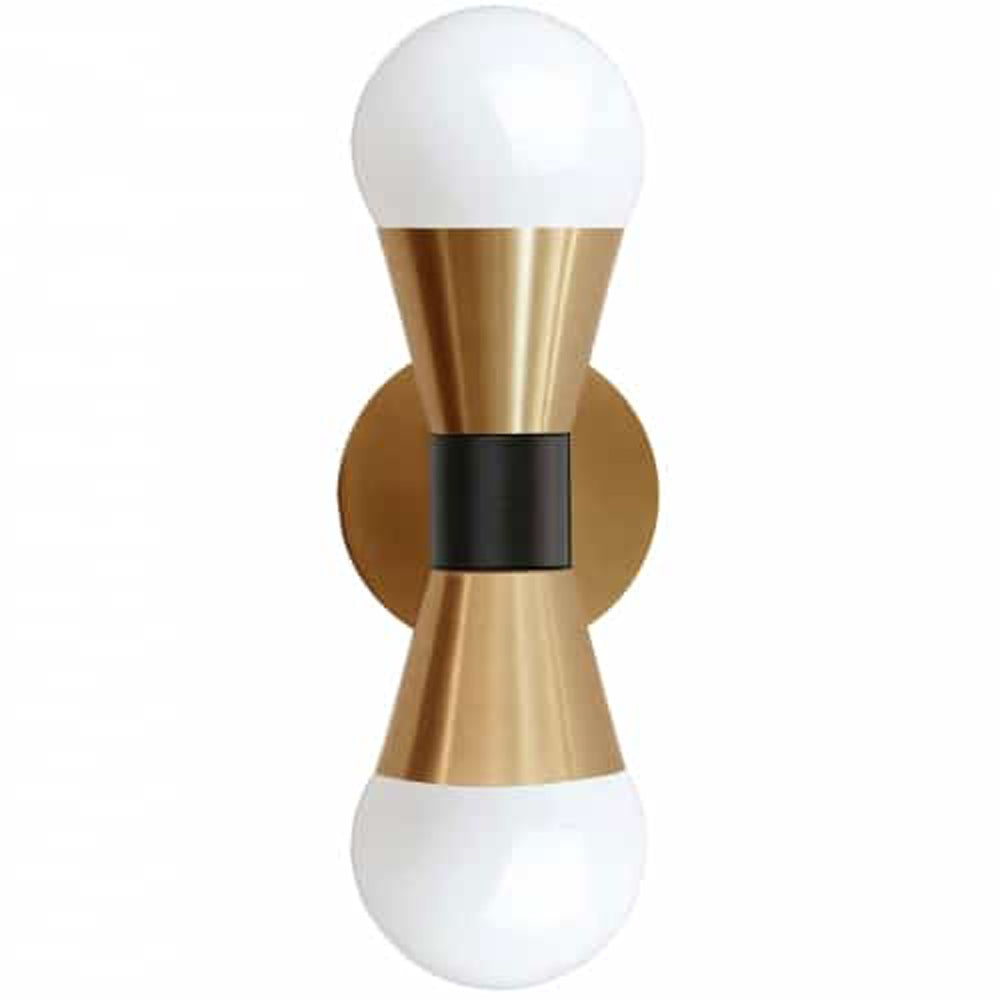Fortuna 2 Light Incandescent Aged Brass Wall Sconce