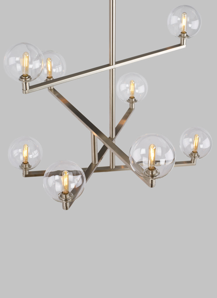 Top view of satin nickel finish Gambit Chandelier from Tech Lighting