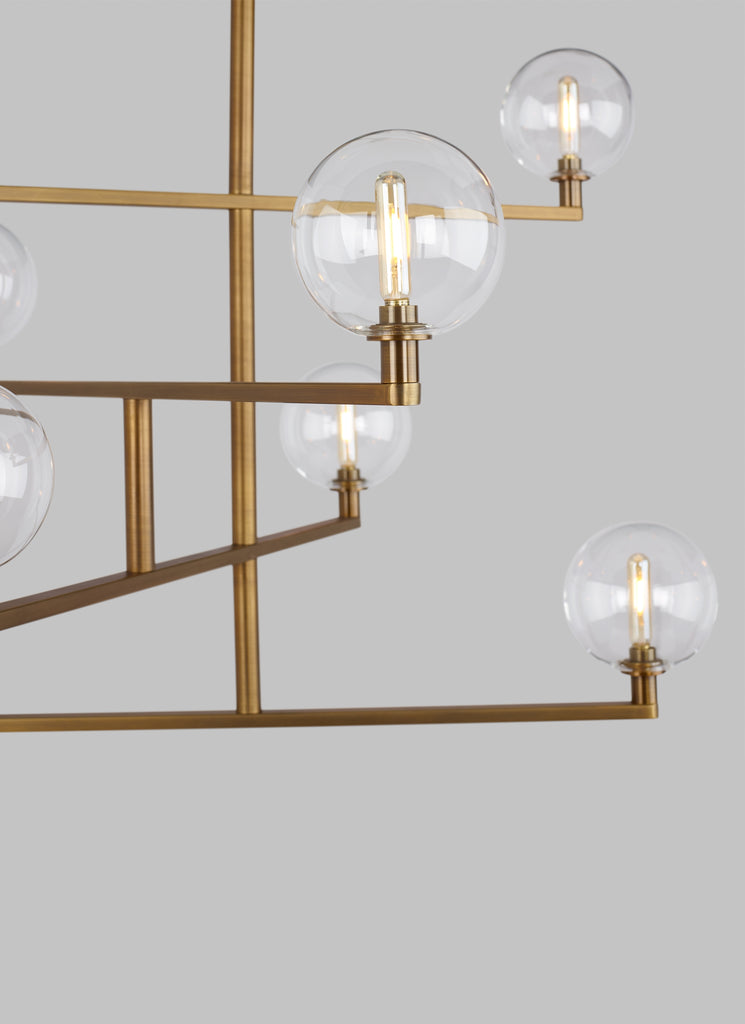 Aged brass finish on Gambit Chandelier from Tech Lighting