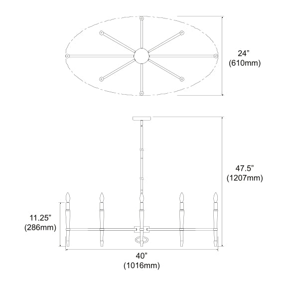 Langford 8 Light Incandescent Horizontal Chandelier