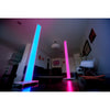 Tono LED floor lamps one lit blue the other lit pink