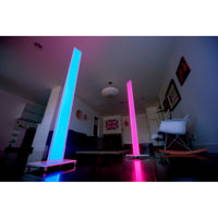 Tono LED floor lamps one lit blue the other lit pink