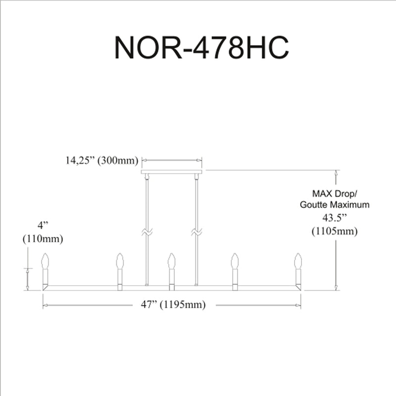 Nora 47 inch 8 Light Horiz Chandelier