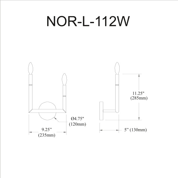 Nora 2 Light 9.25 inch Incandescent Wall Sconce