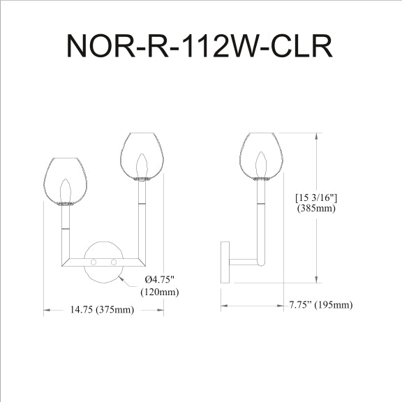 Nora 2 Light 14 inch Incandescent Wall Sconce